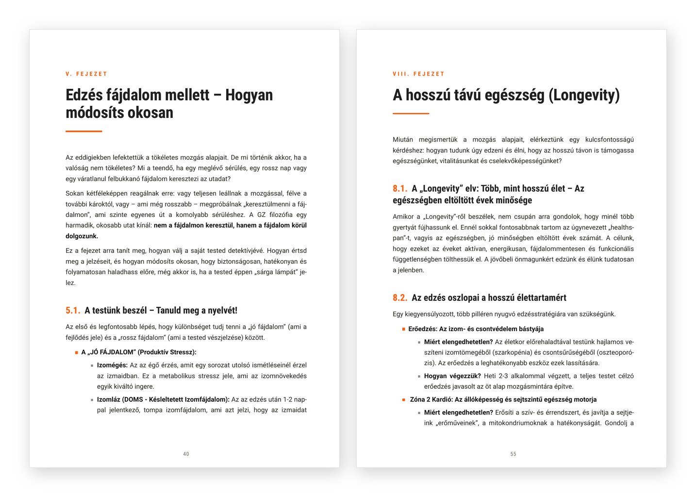 Két oldal a könyvből: az V. és a VIII. fejezet nyitóoldala